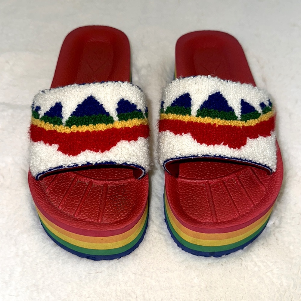 π RARE Love Wins LGBTQIA+ PRIDE Rainbow Platform UNIF Crush Sandal Slides!!! π - Picture 2 of 11